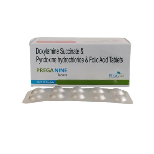 Doxylamine Succinate 10mg, Pyridoxine Hydrochloride 10mg, Folic acid 2.5mg Tablets